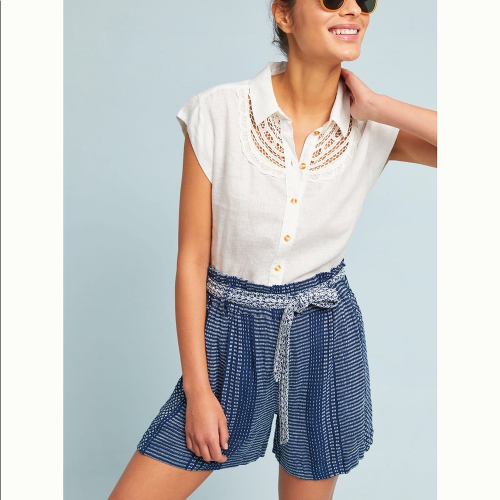 Anthropologie Yoked Linen Button-down (XS)